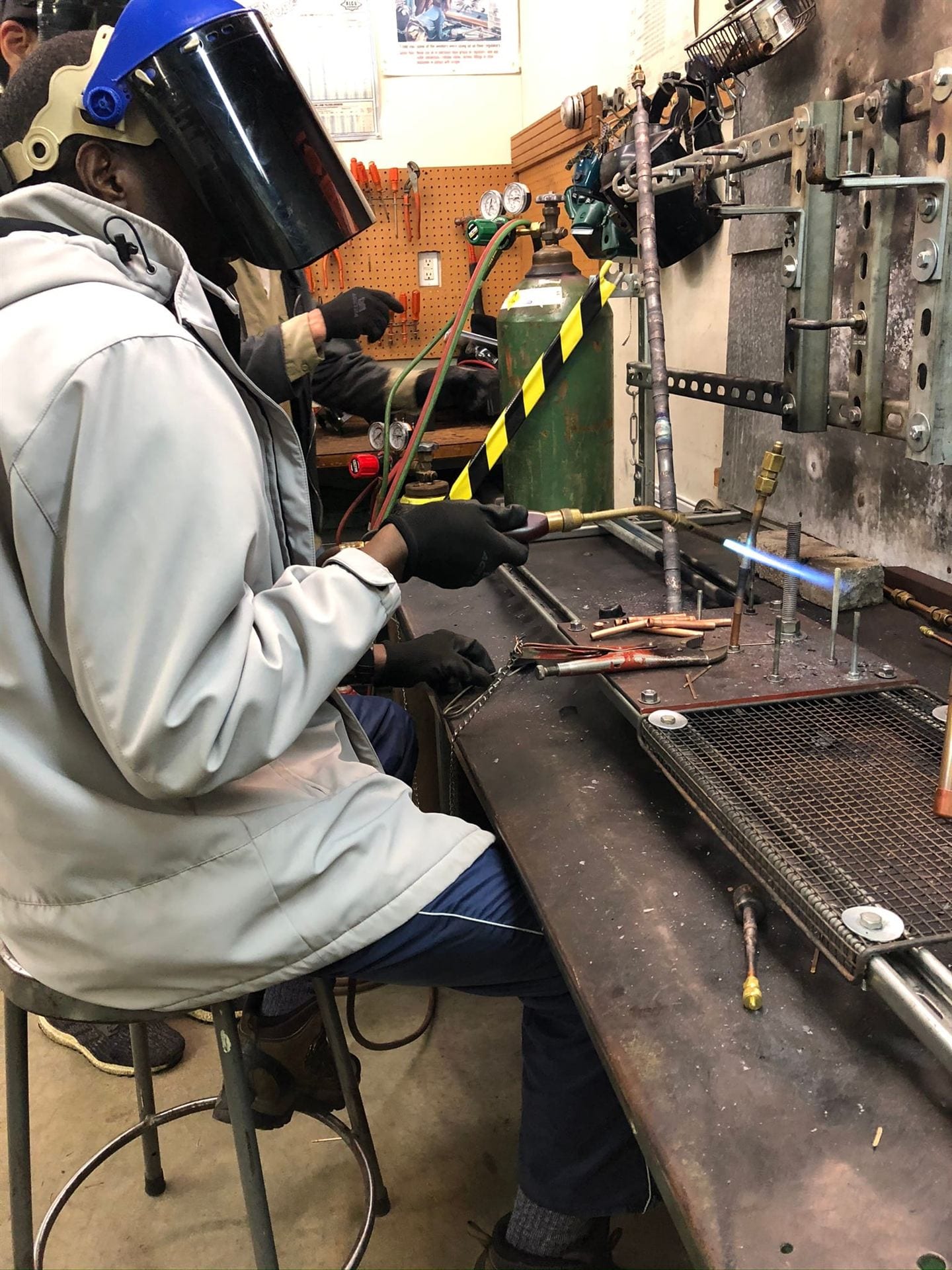 Hands-on brazing practice with torch and PPE